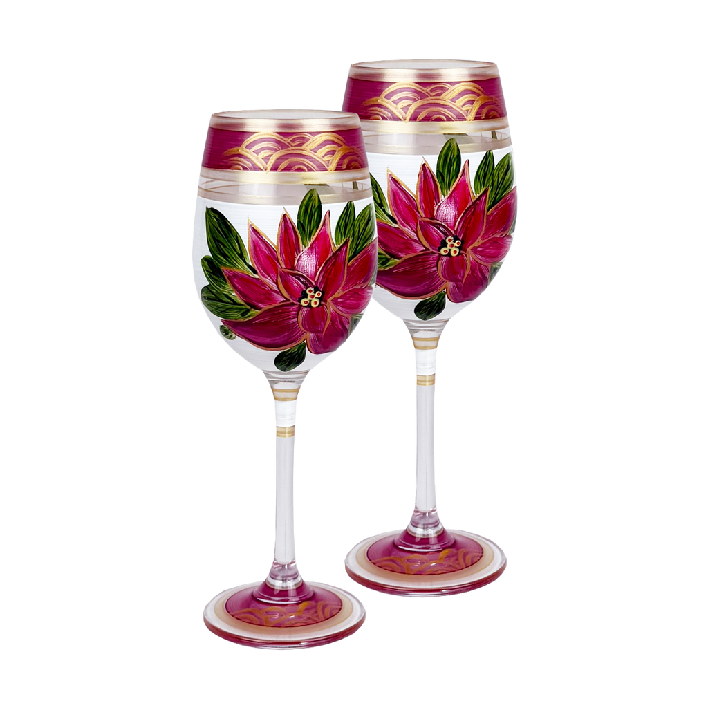 Poinsettia Holiday Wine Set/2