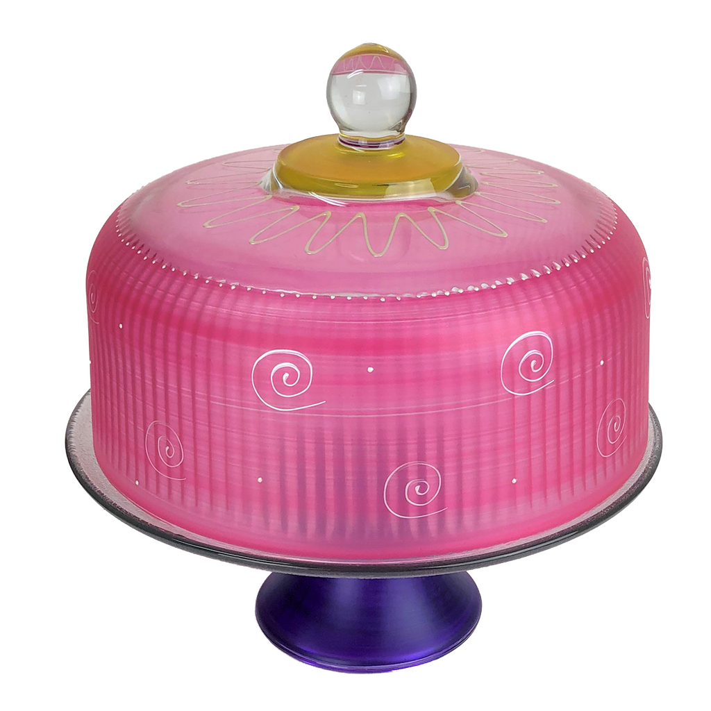 Peruvian Splendor Pink Cake Dome and Stand