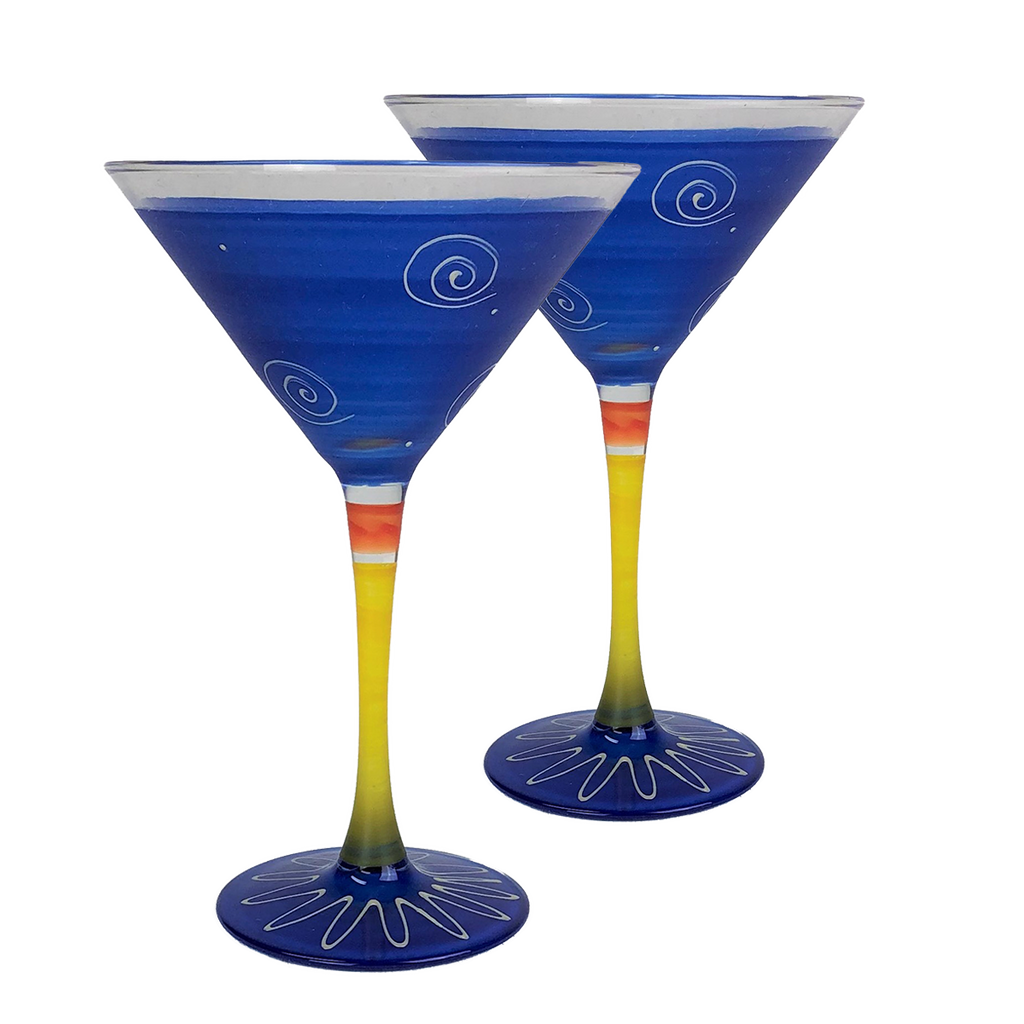 Peruvian Splendor Dk Blue Martini   Set of 2