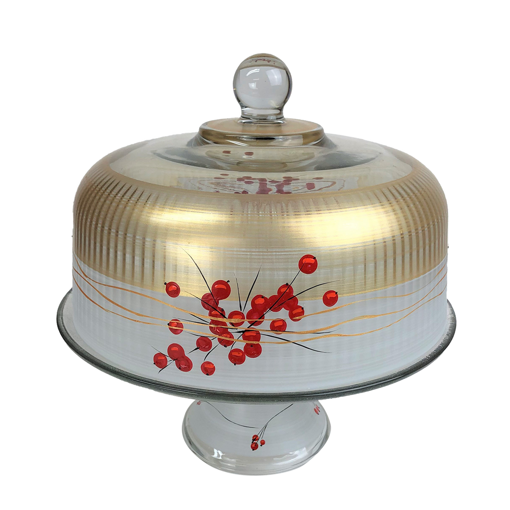 Winter Berries 'n Branches Cake Dome and Stand