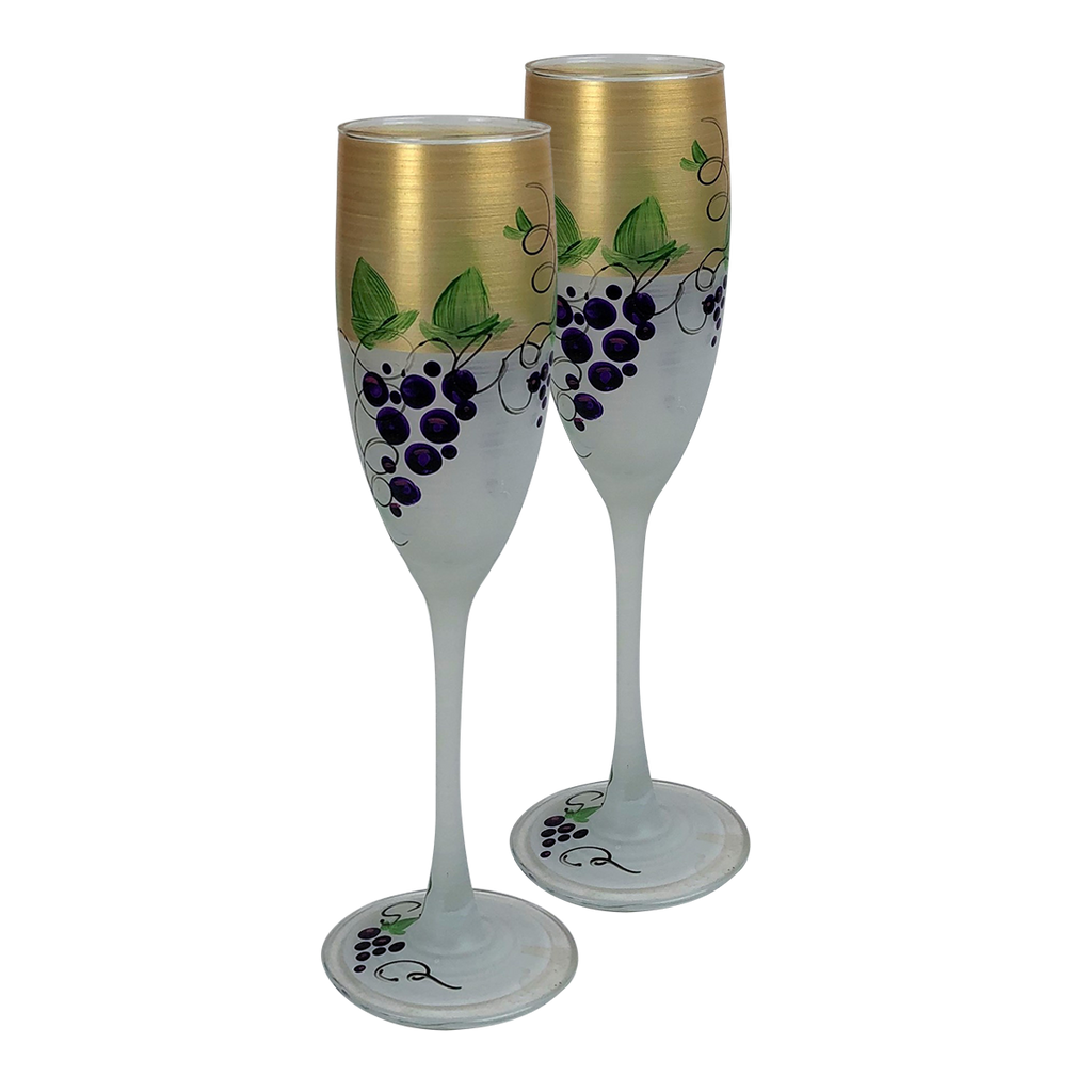 Napa Grapes n' Vines Champagne   Set of 2