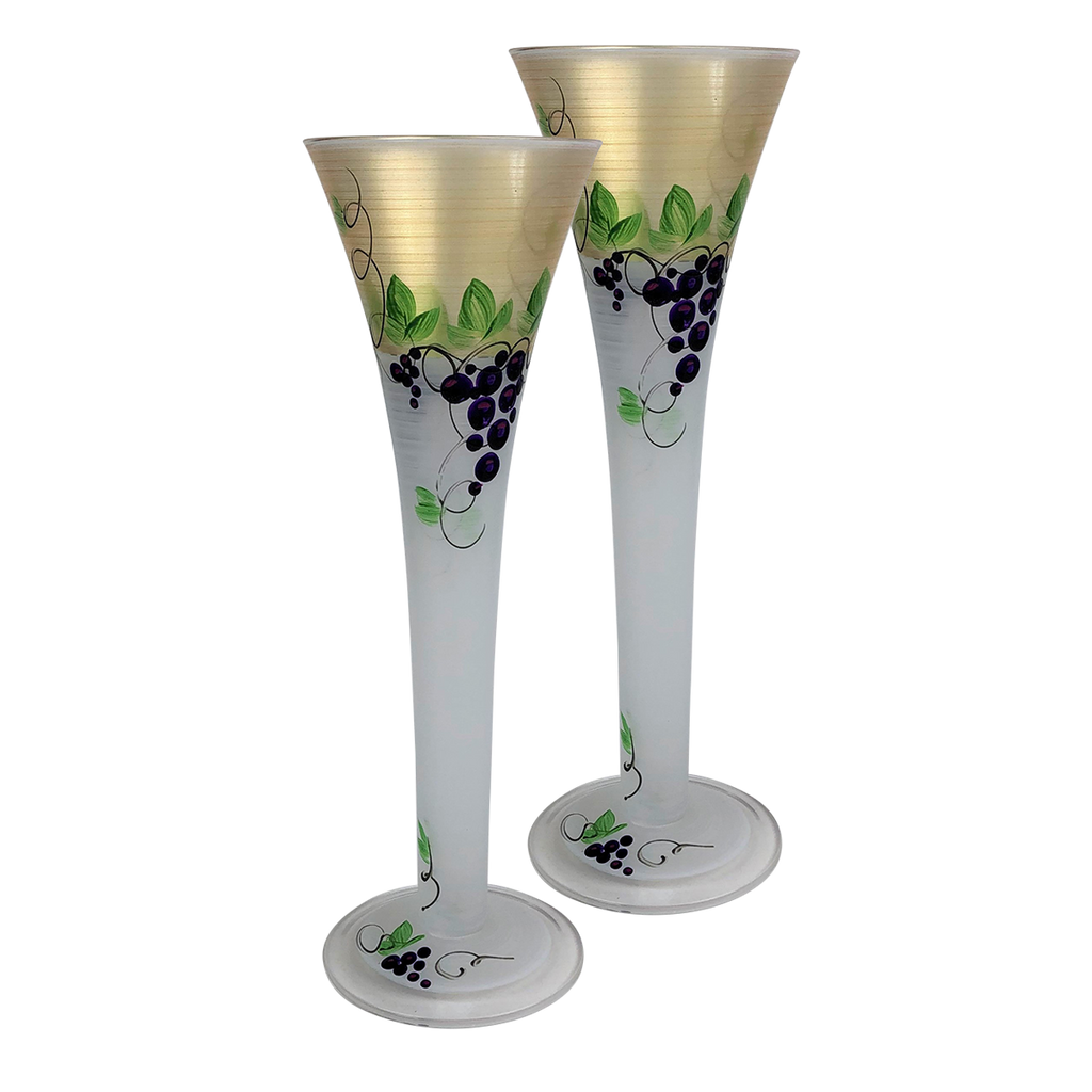 Napa Grapes n' Vines Hollow Flute   Set of 2