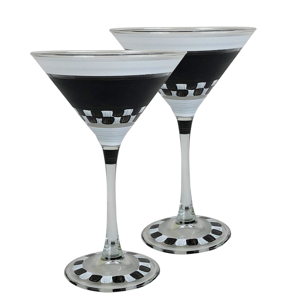 Black & White Checkered Martini S/2