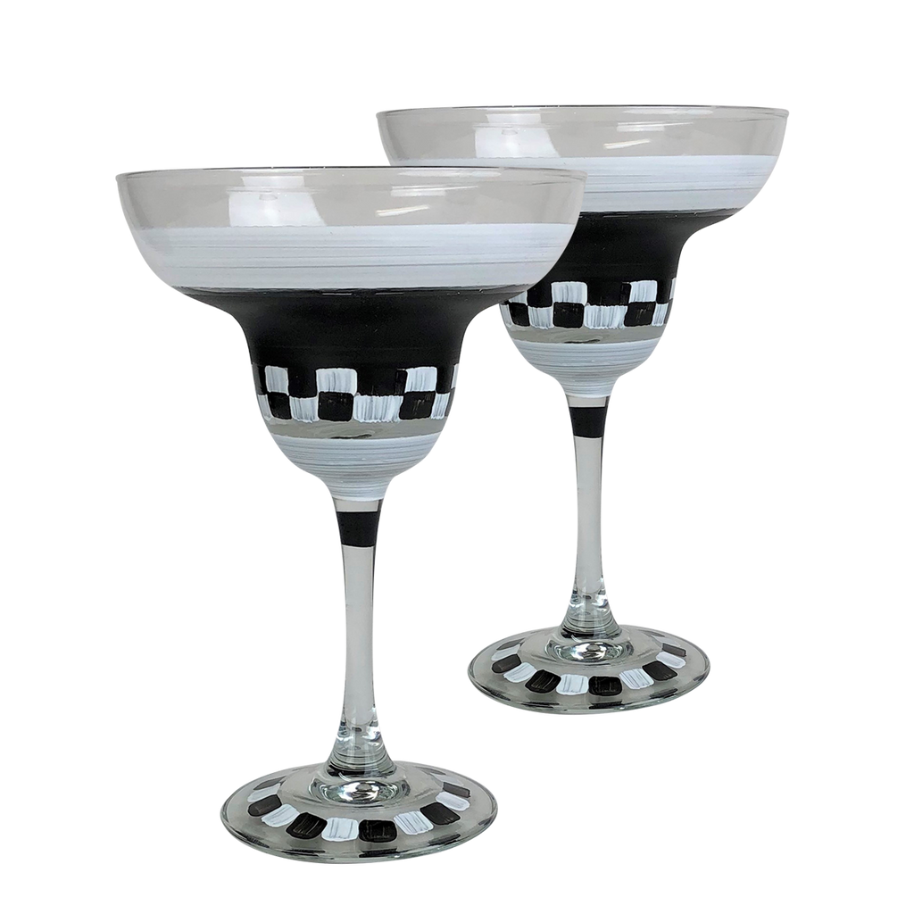 Black & White Checkered Margarita S/2