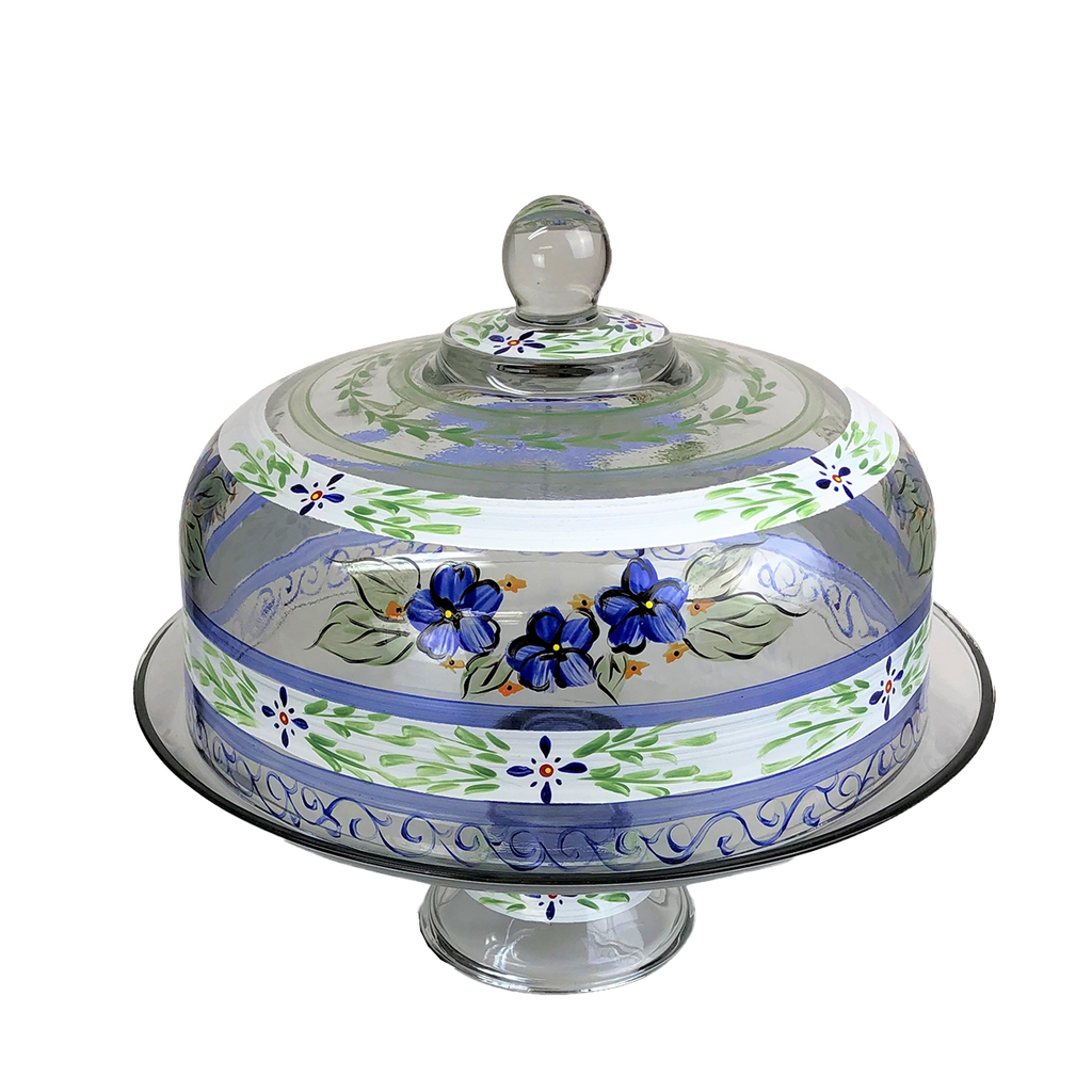 Barcelona Blue Lg Cake Dome and Stand