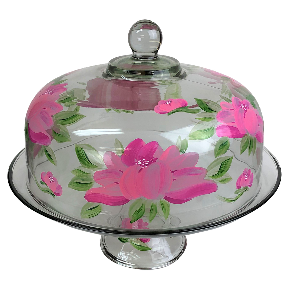 Polynesian Peony Lg Cake Dome and Stand
