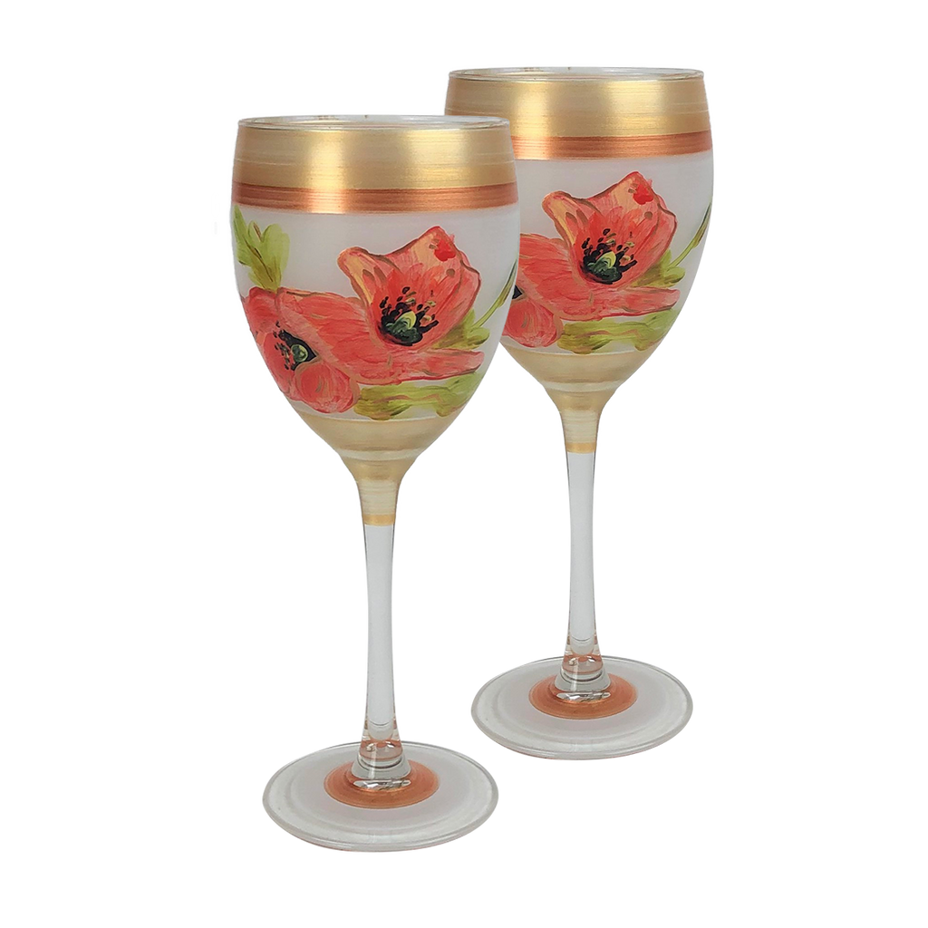 Oriental Poppy Wine   Set of 2