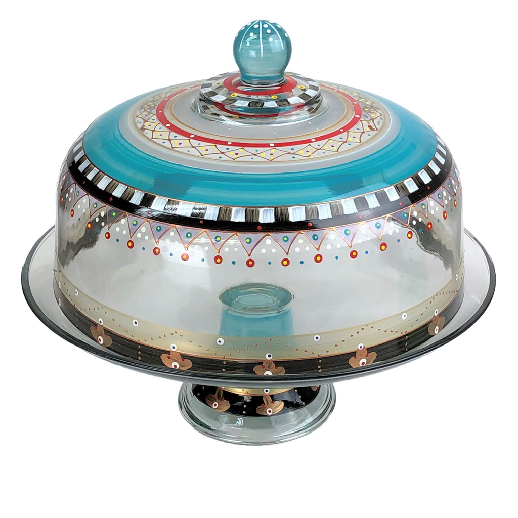 Moroccan Mosaic Carnival Lg Cake Dome and Stand