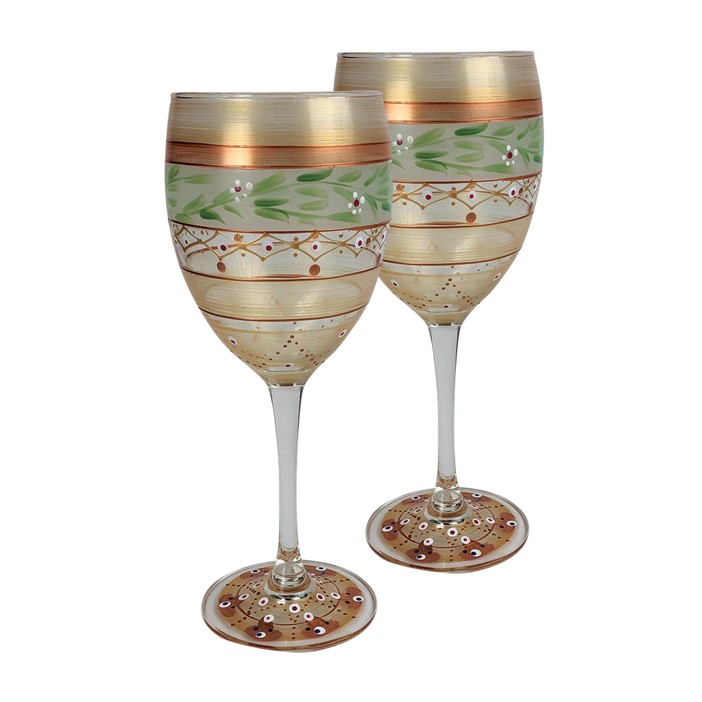 Moroccan Mosaic Gold Wine   S/2