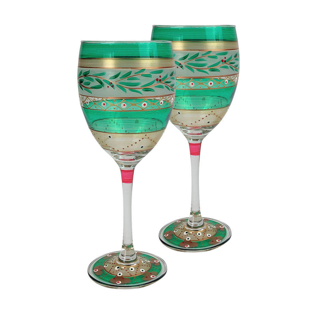 Moroccan Mosaic Forest Wine S/2