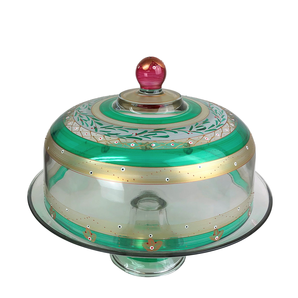Moroccan Mosaic Forest Lg Cake Dome and Stand