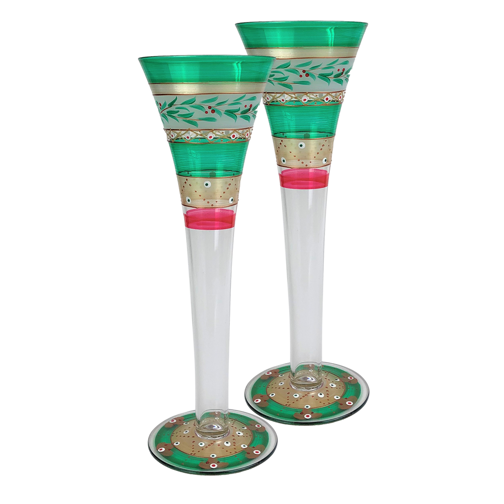 Moroccan Mosaic Forest Hollow Flutes   S/2