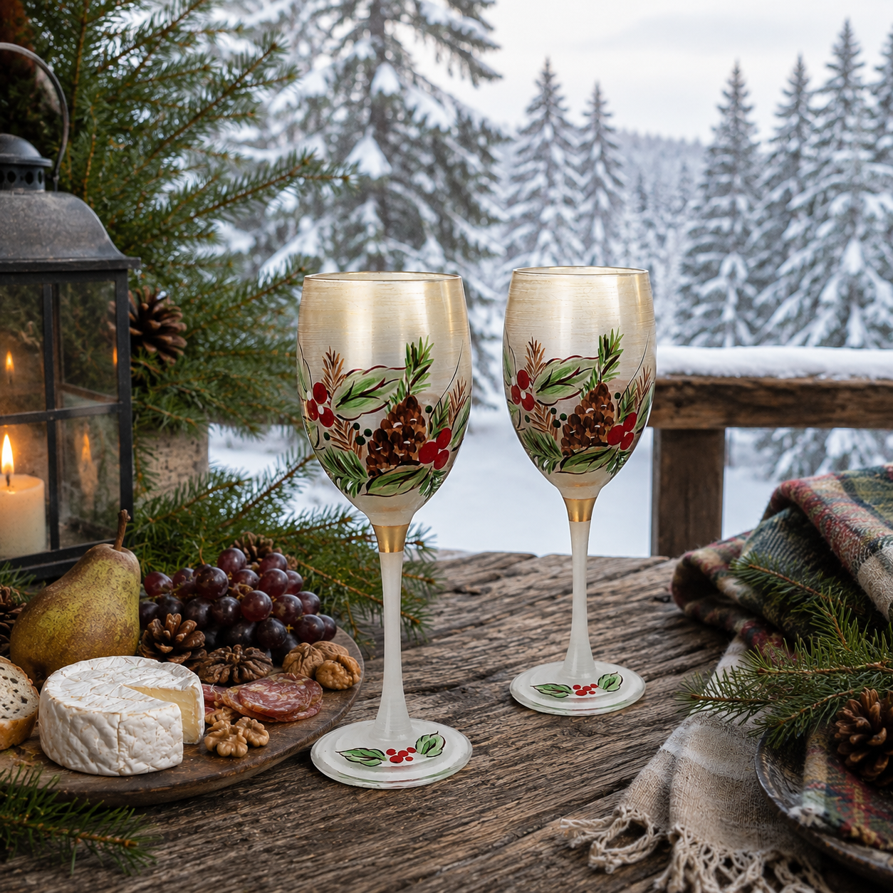 Black Forest Pine Wine S/2 – Golden Hill Studio