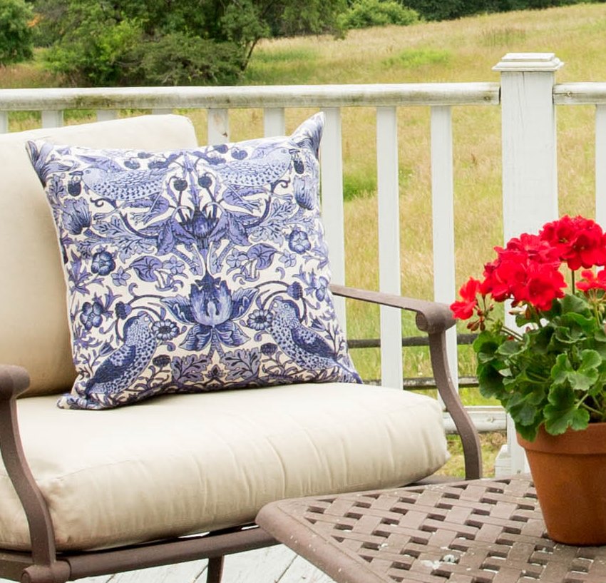 Blue & White Floral William Morris Pillow 18" x 18" - Golden Hill Studio