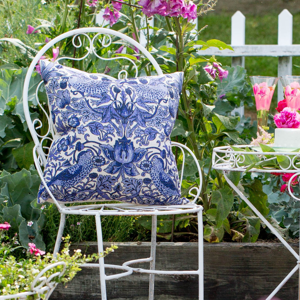 Blue & White Floral William Morris Pillow 18" x 18" - Golden Hill Studio