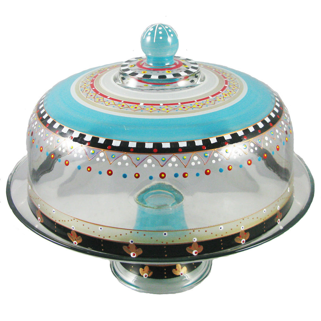 Mosaic Carnival Lg Cake Dome - Golden Hill Studio
