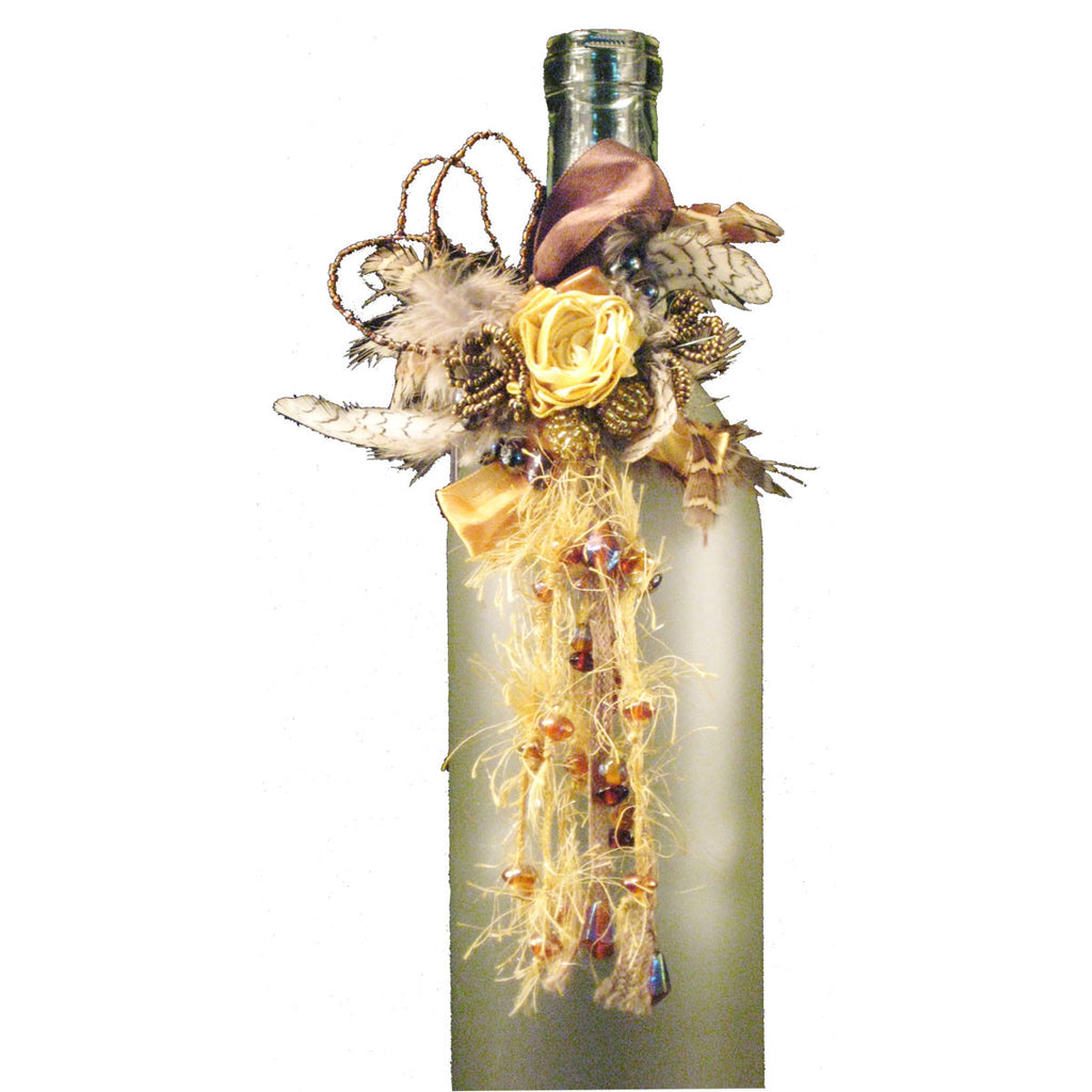 Light Gold Feathers & Ribbons Napkin Rings Set of 4 - Golden Hill Studio