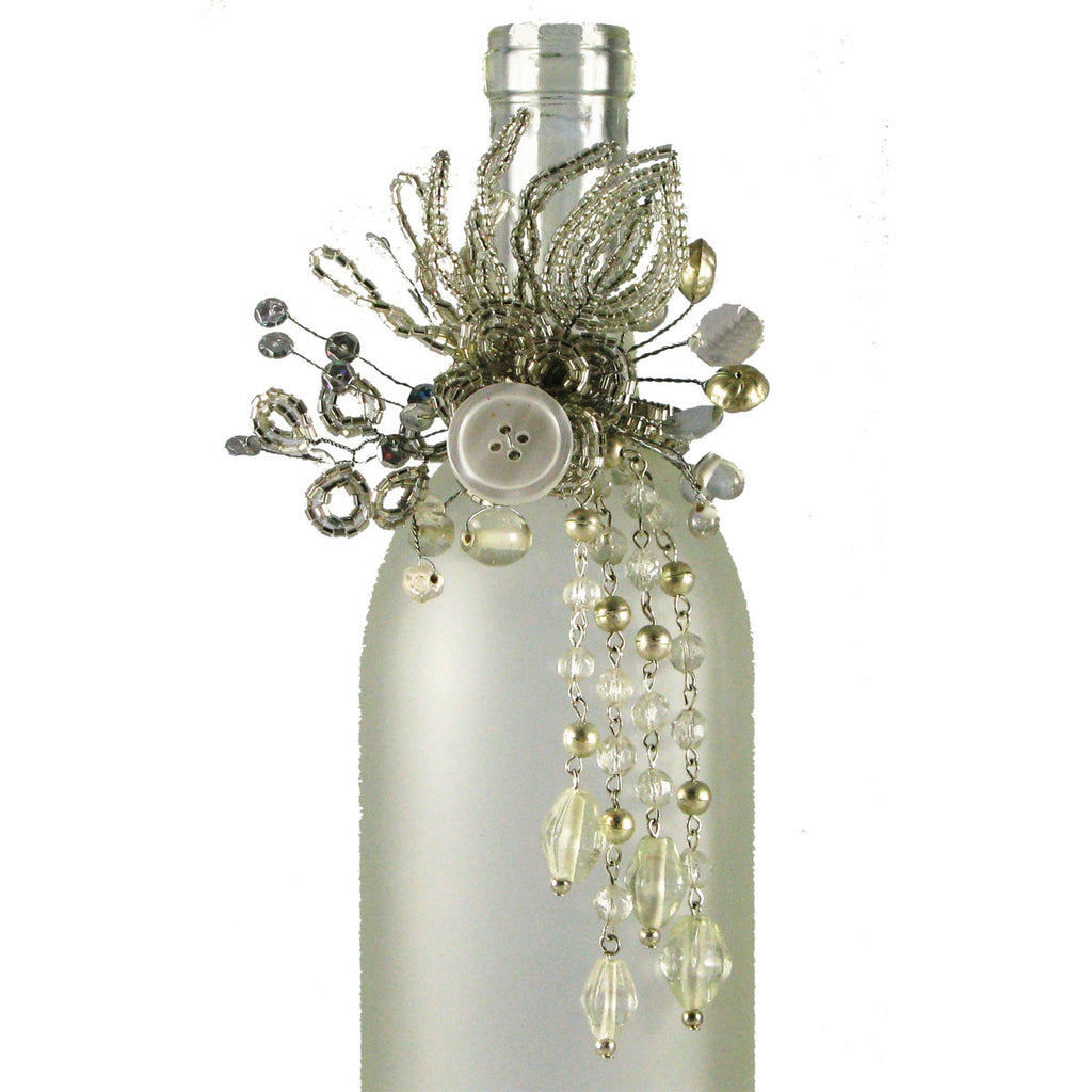 Beaded Silver with Button Napkin Rings Set of 4 - Golden Hill Studio
