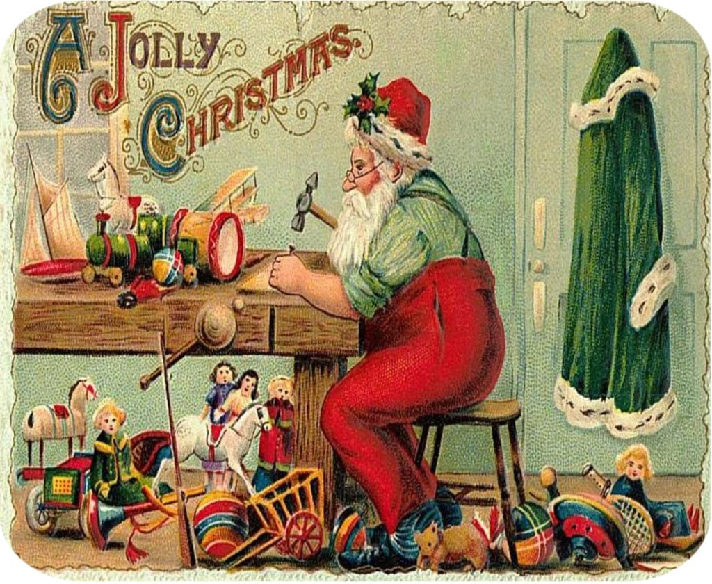 Santa in His Workshop Hot Pads/Mouse Pads - Golden Hill Studio