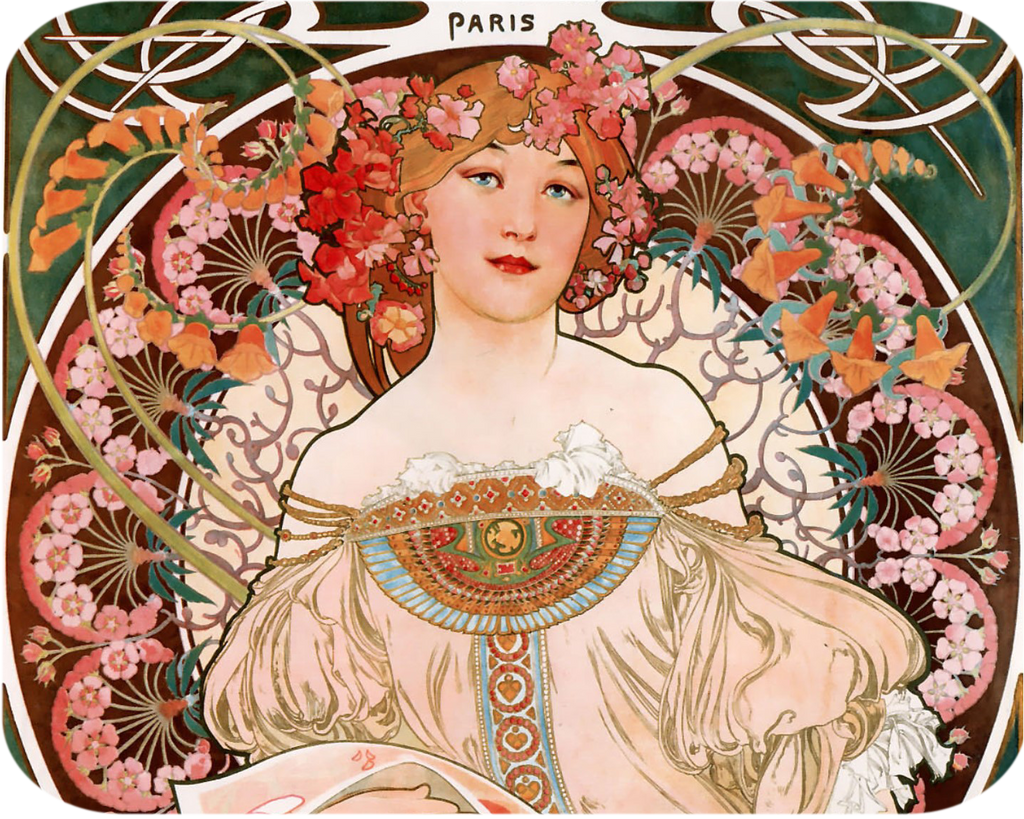 Art Nouveau Paris Lady Hot Pads/Mouse Pads - Golden Hill Studio
