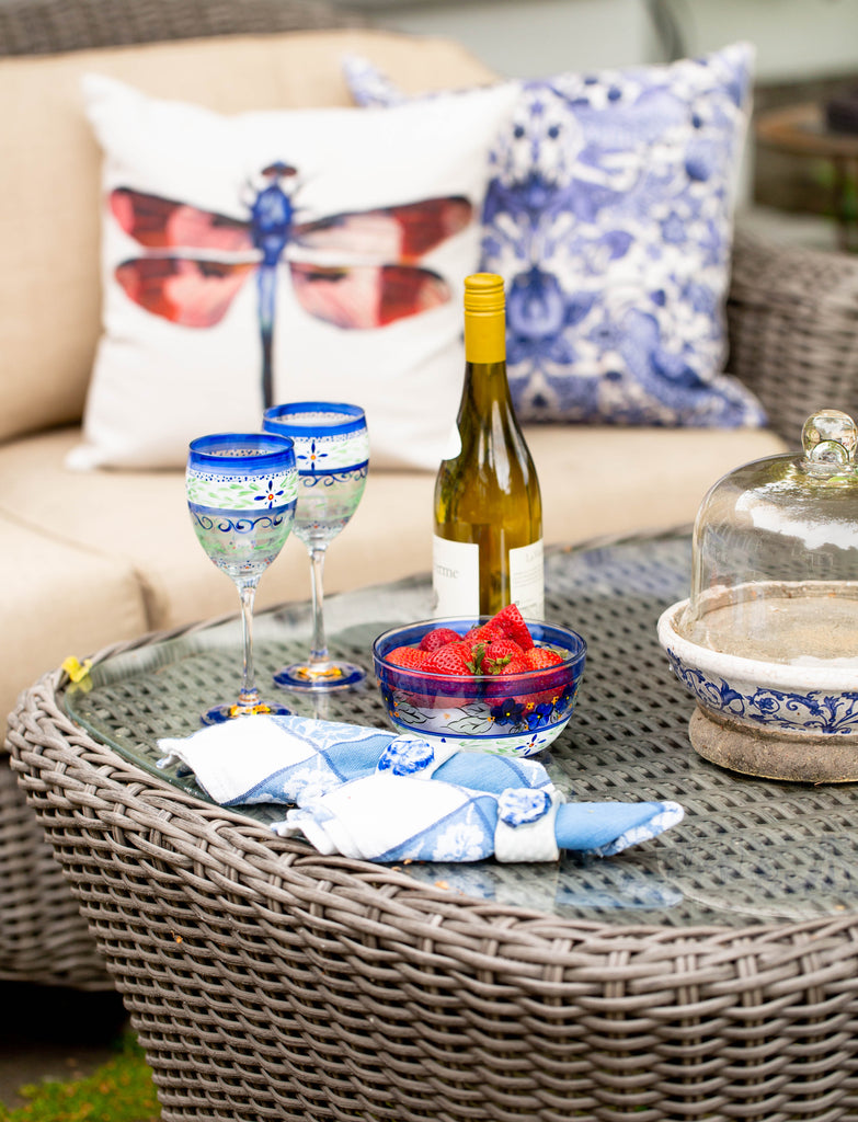 Barcelona Blue Wine   S/2 - Golden Hill Studio