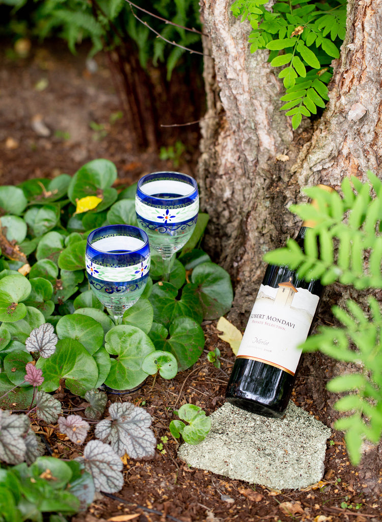 Barcelona Blue Wine   S/2 - Golden Hill Studio