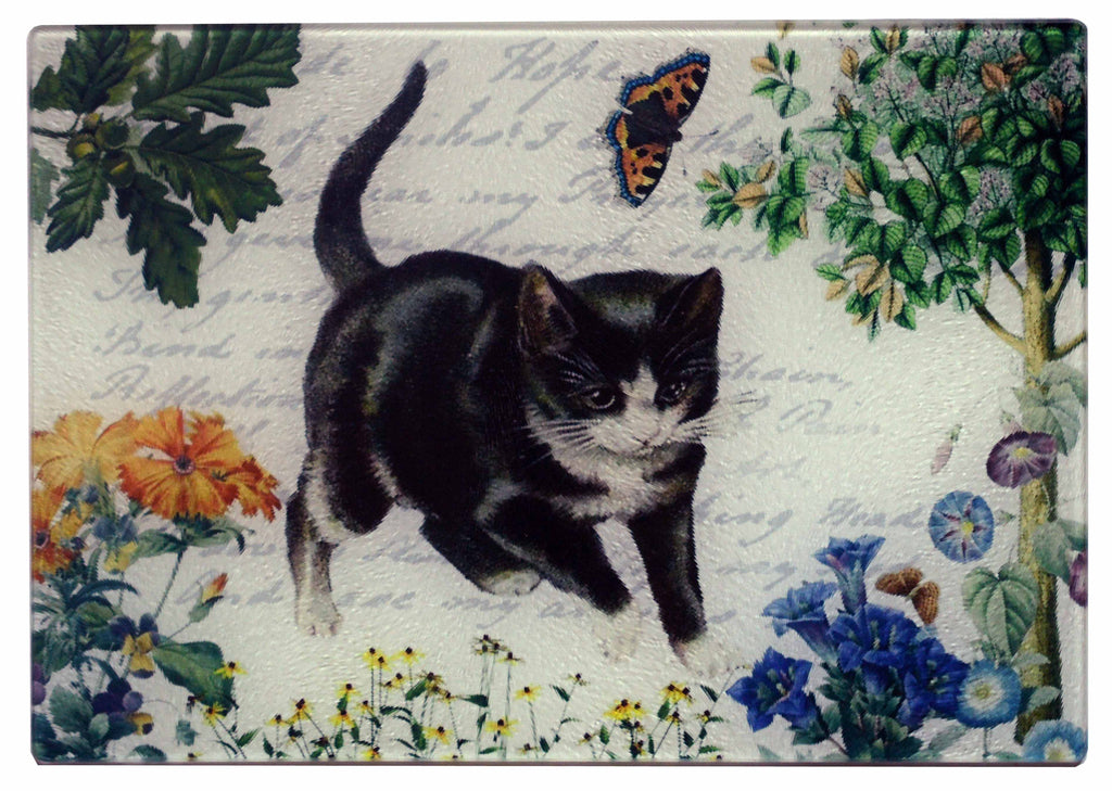 Kitten & Butterfly Cheese Tray/Cutting Board - Golden Hill Studio