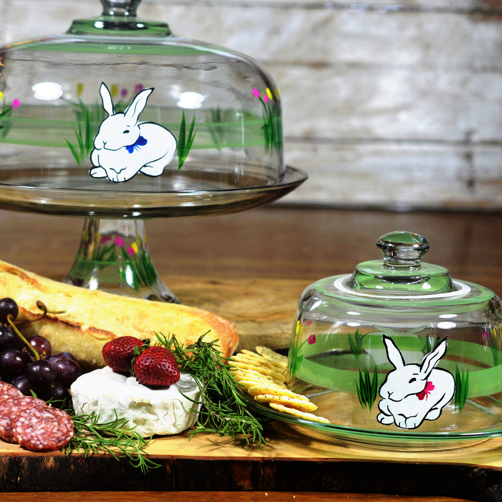 Springtime Bunny and Tulips Cheese Dome - Golden Hill Studio