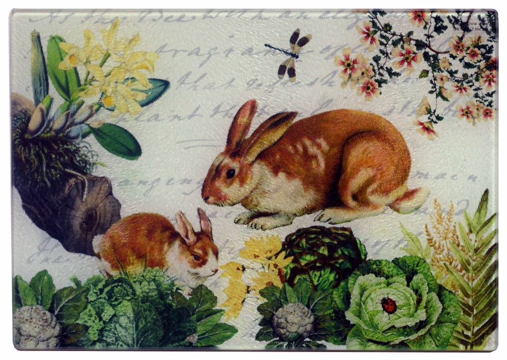 Bunny & Dragonfly Cheese Tray/Cutting Board - Golden Hill Studio