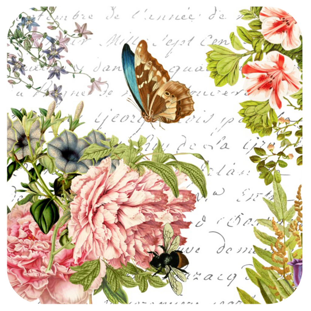 Butterfly Floral Coaster S/6 - Golden Hill Studio