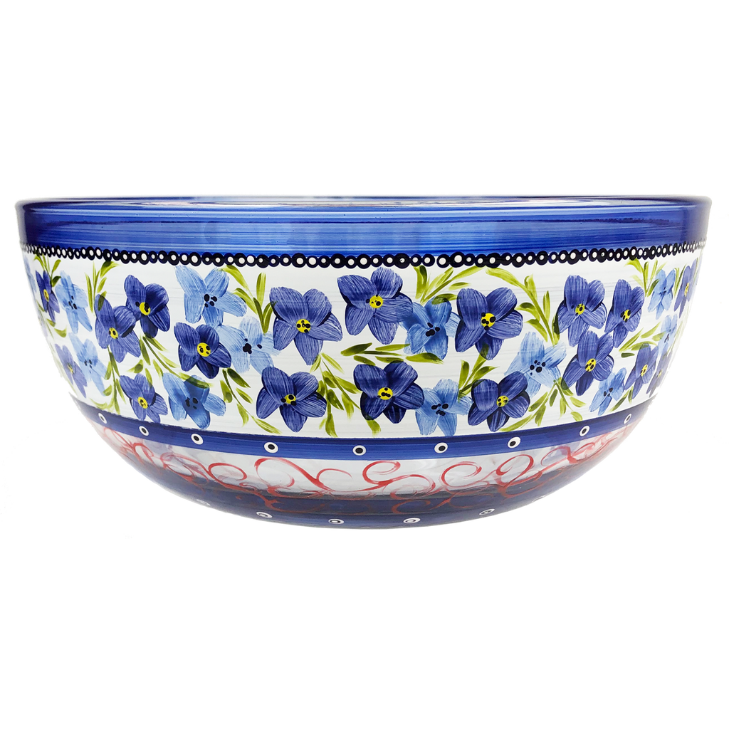 Barcelona Blue Flowers 11" Bowl - Golden Hill Studio