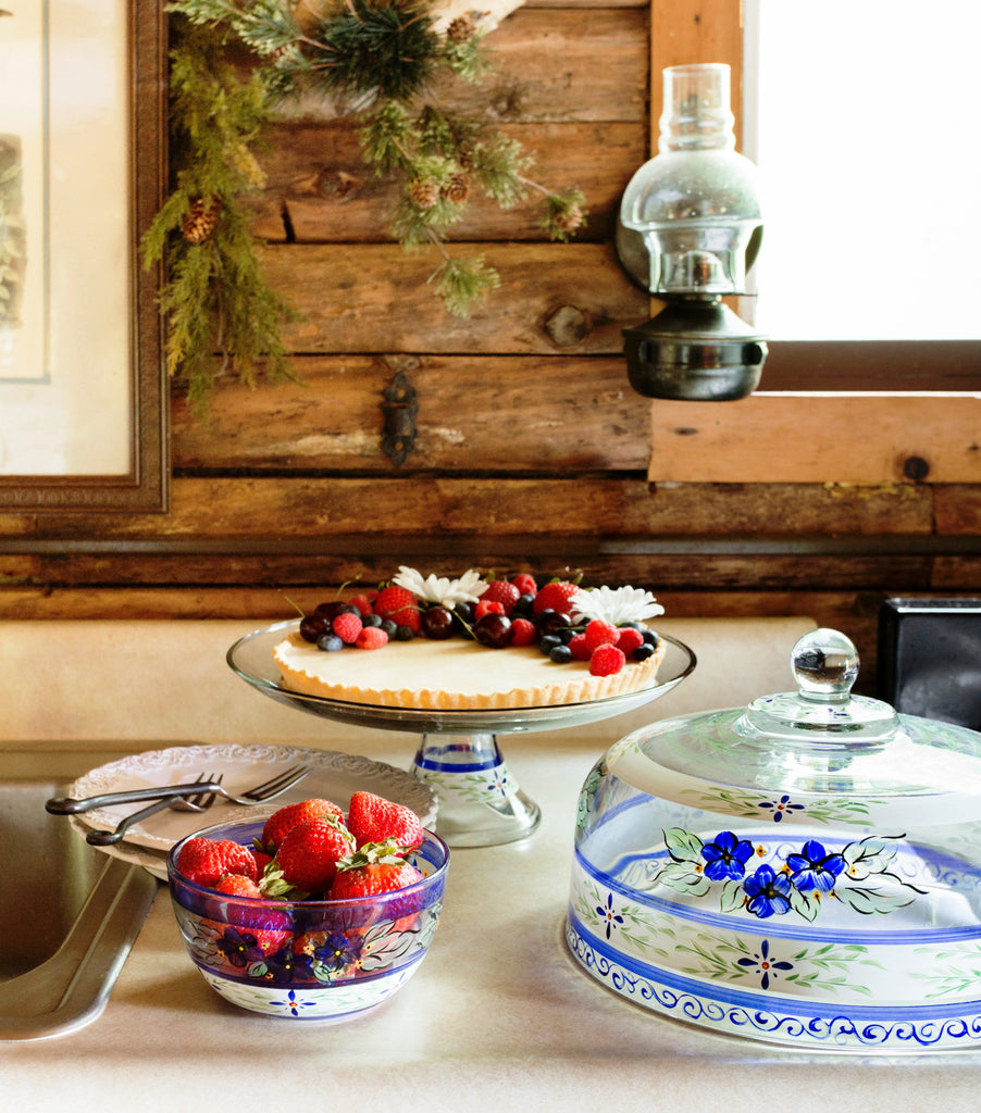 Barcelona Blue Lg Cake Dome - Golden Hill Studio