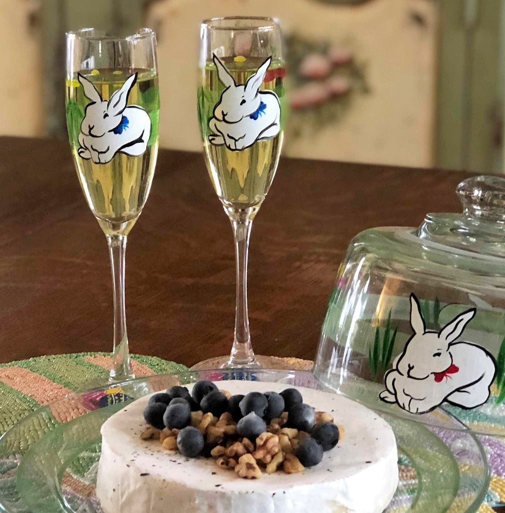 Springtime Bunny and Tulips Cheese Dome - Golden Hill Studio