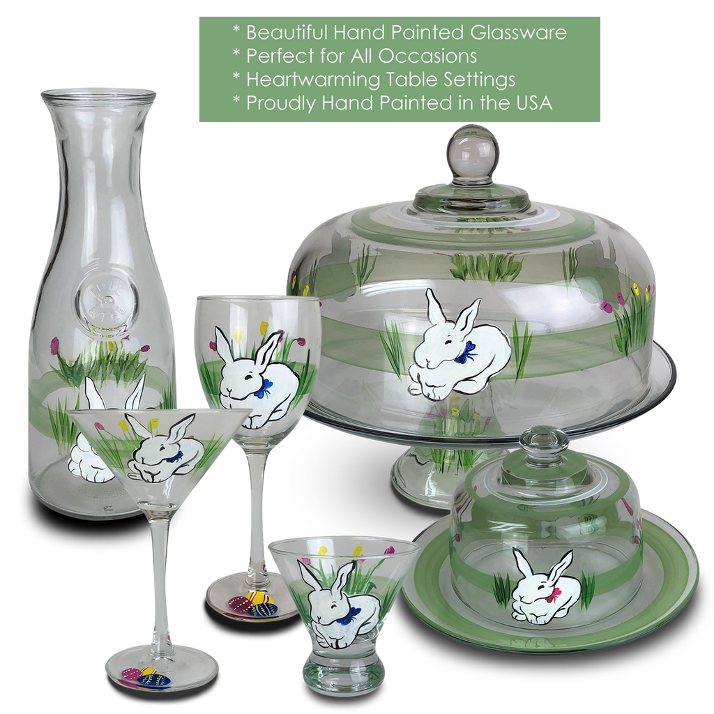 Springtime Bunny and Tulips Cheese Dome - Golden Hill Studio