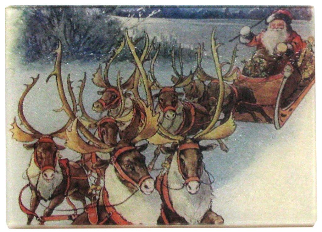 Santa & Reindeer Cheese Tray/Cutting Board - Golden Hill Studio