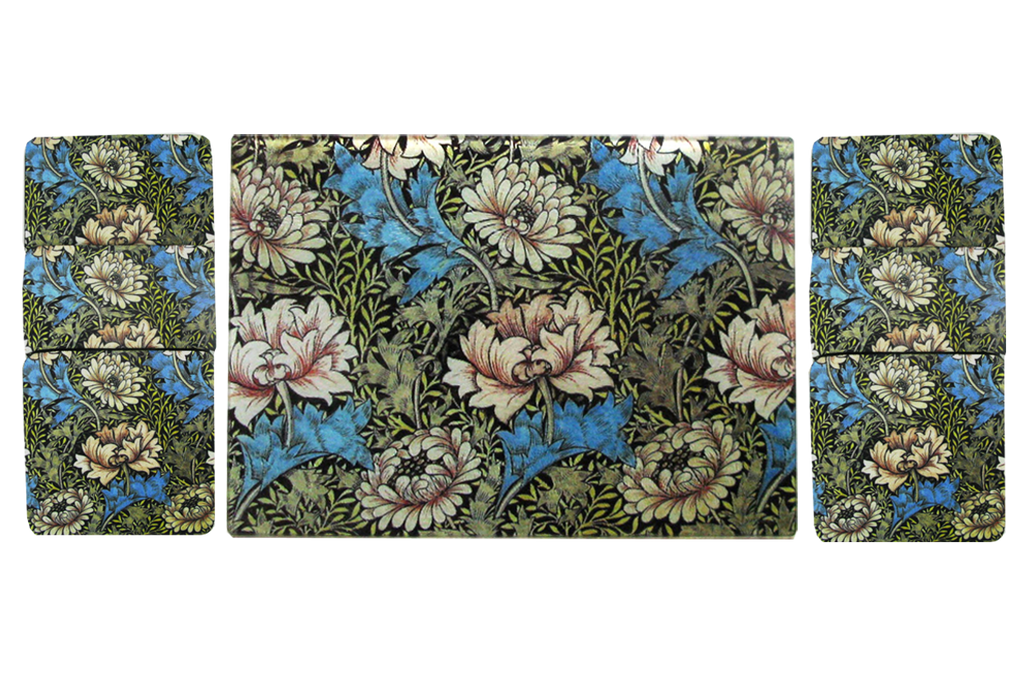 William Morris White Flower Cheese Tray/Cutting Board & Coaster Set - Golden Hill Studio