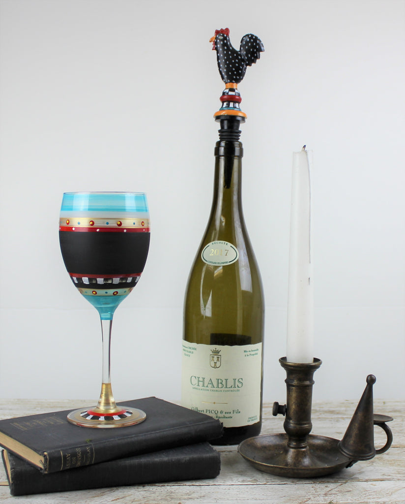 Metal Rooster Wine Bottle Stopper - Golden Hill Studio