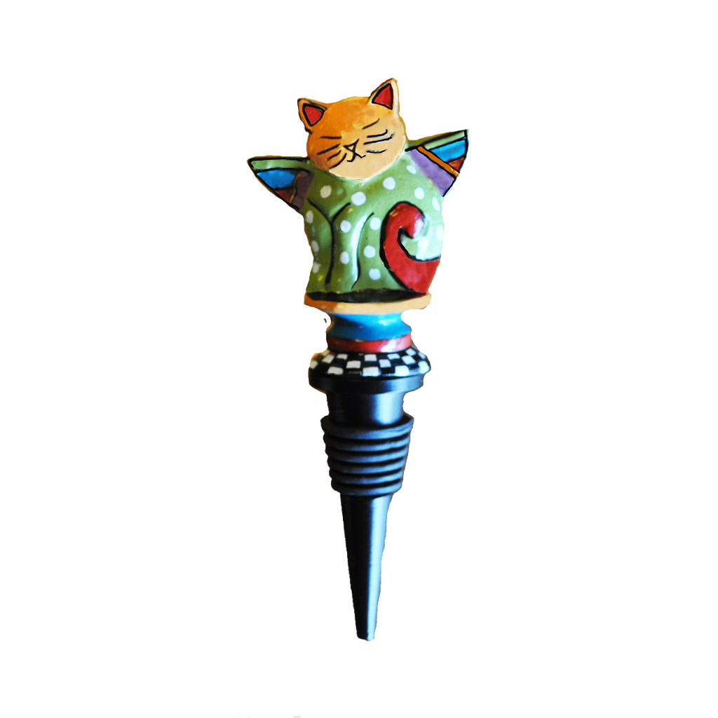 Metal Cat Wine Bottle Stopper - Golden Hill Studio