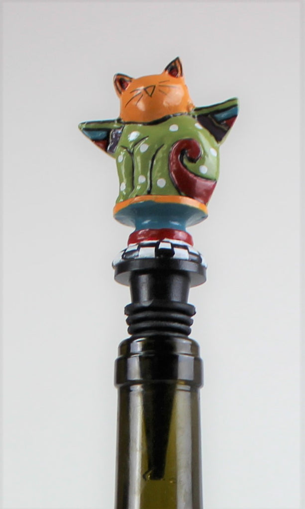 Metal Cat Wine Bottle Stopper - Golden Hill Studio