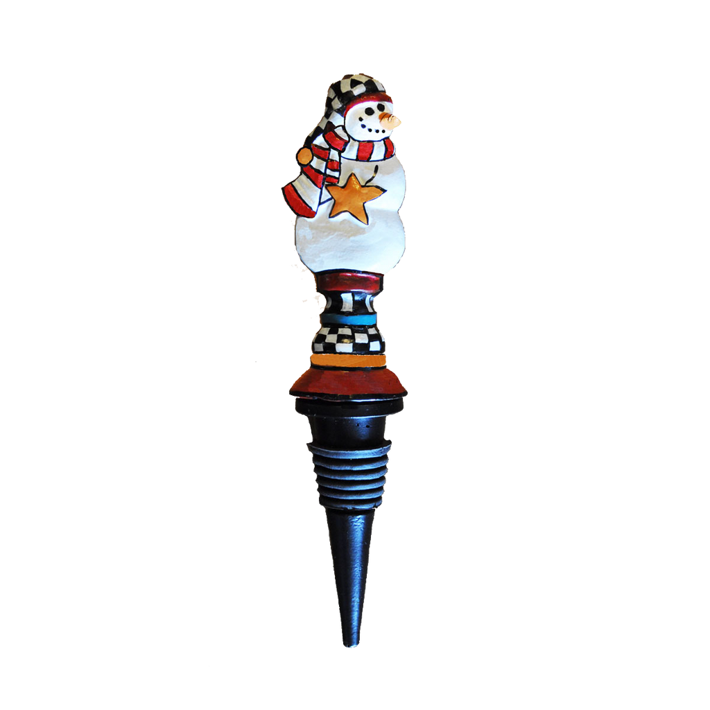 Metal Snowman Wine Bottle Stopper – Golden Hill Studio