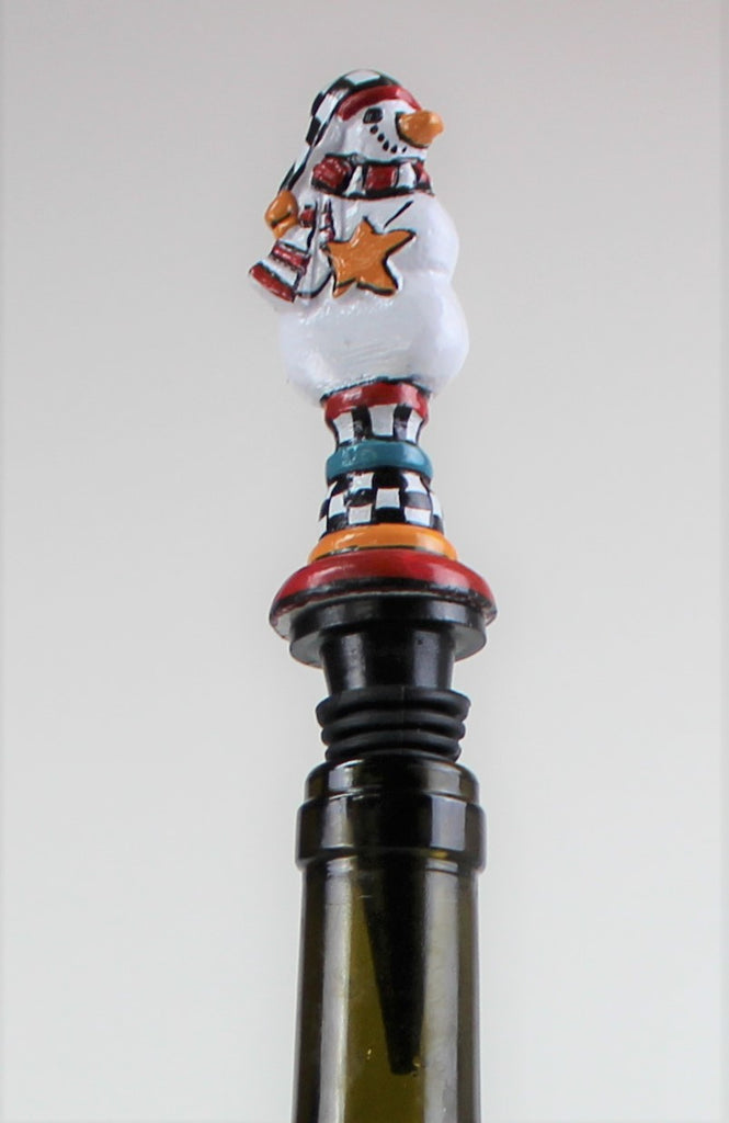 Metal Snowman Wine Bottle Stopper - Golden Hill Studio