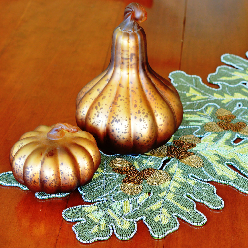 Acorn Beaded Table Runner - Golden Hill Studio