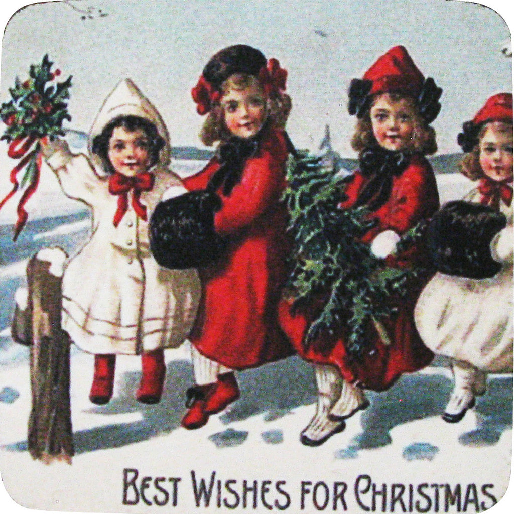 Best Wishes Christmas Coaster S/4 - Golden Hill Studio