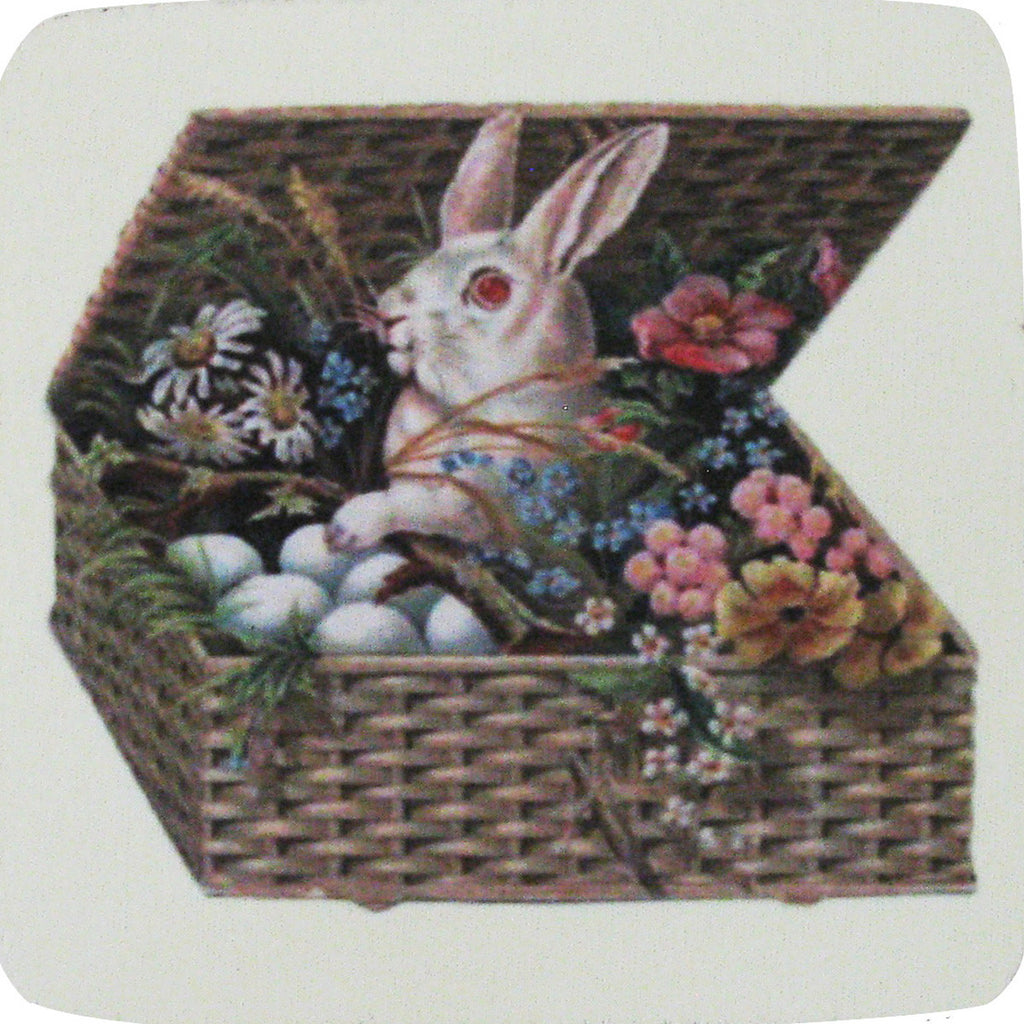 Bunny in Basket Coaster S/4 - Golden Hill Studio