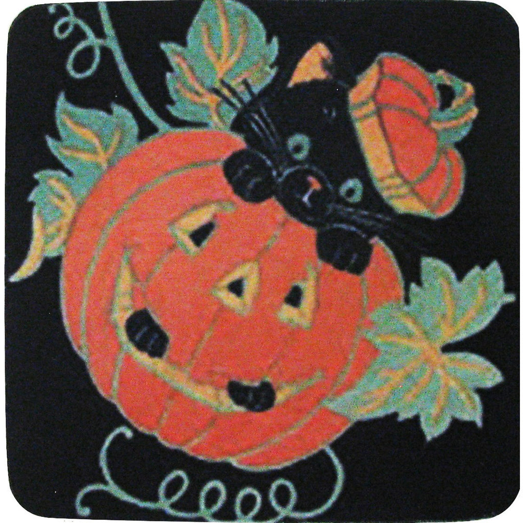 Black Cat with Pumpkin Coaster S/4 - Golden Hill Studio