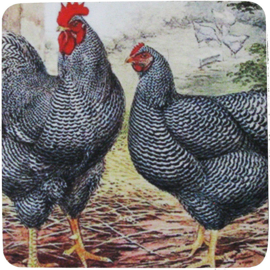 Rooster & Hen 6 Coaster S/4 - Golden Hill Studio