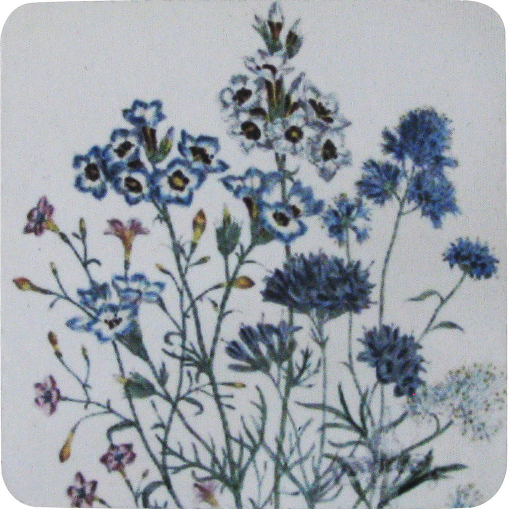 Blue Floral Coaster S/4 - Golden Hill Studio