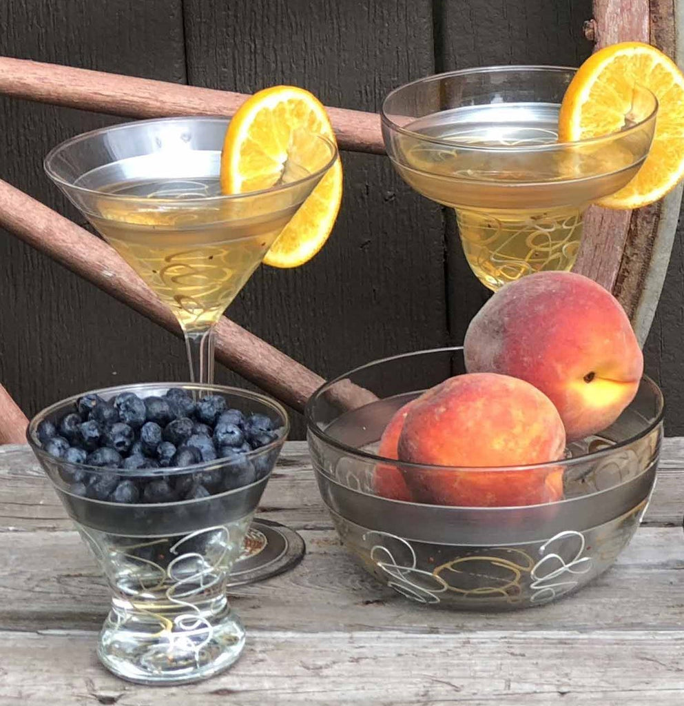Celebration Streamers Martini   Set of 2 - Golden Hill Studio