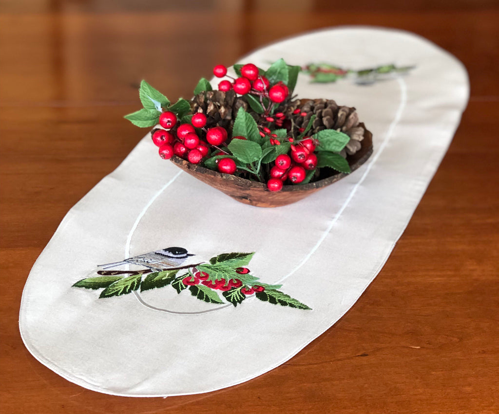 Cherries and Chickadee Runner - Golden Hill Studio