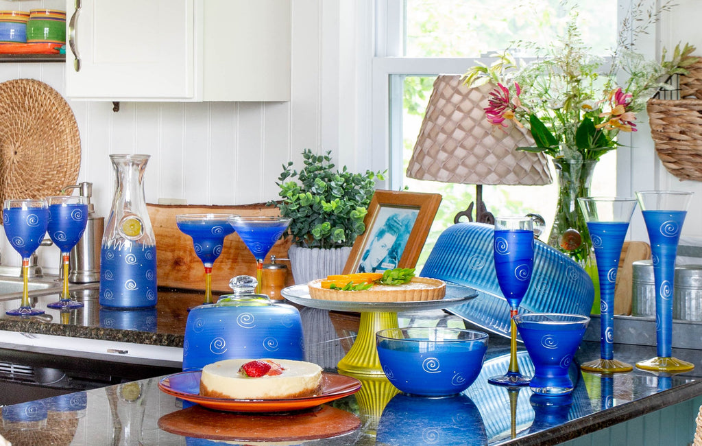 Peruvian Splendor Dk Blue Carafe - Golden Hill Studio